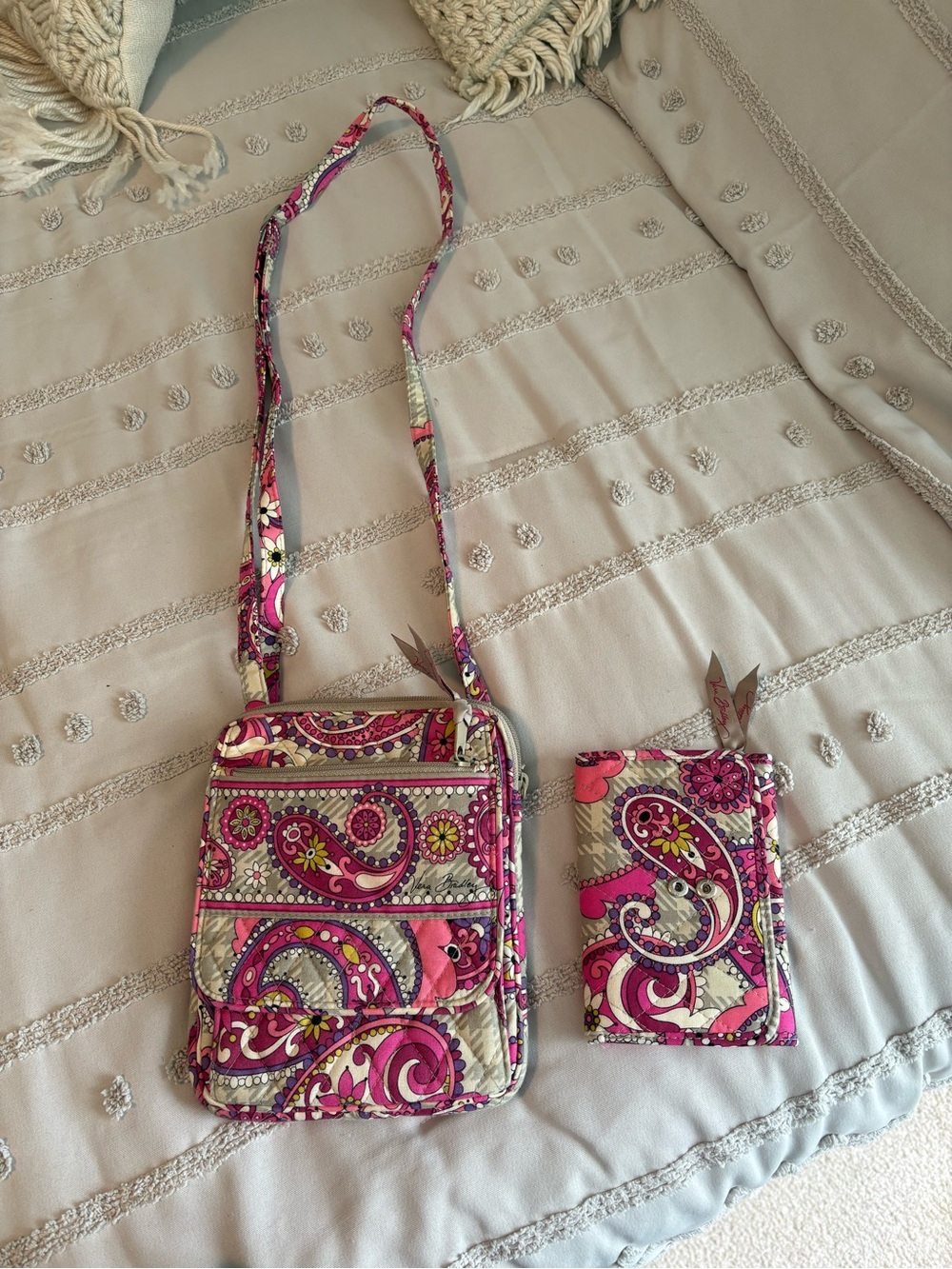 Vera Bradley Pink Paisley Crossbody with Card Wallet